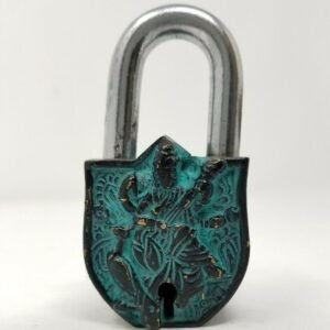 Hinduism Statues & Figures~Goddess Saraswati Antique Brass Lock 3.5"H 1.75"W (Antique Brass Patina Finish)