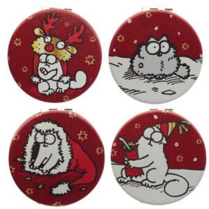 Collectable Design~1 x Simon's Cat Christmas Leatherette Compact Mirror Different image each side