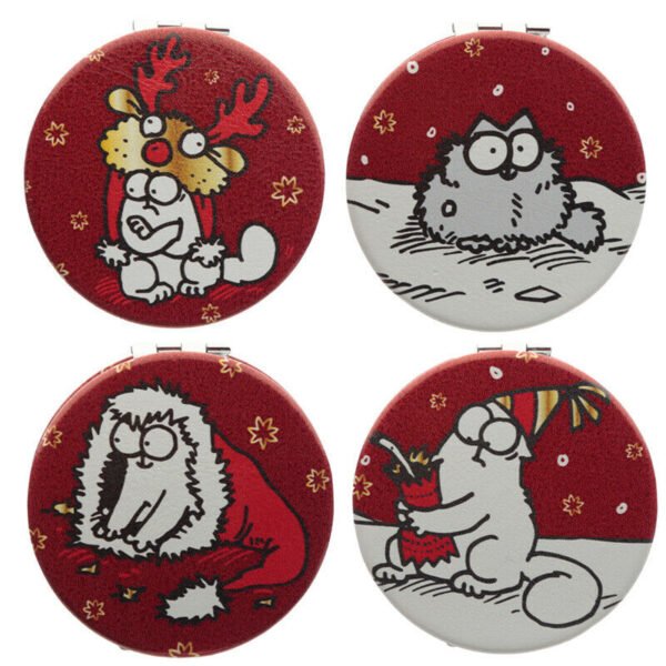 Collectable Design~1 x Simon's Cat Christmas Leatherette Compact Mirror Different image each side