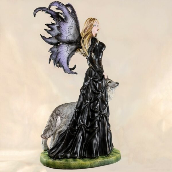 Fairy Collection~Large Scale Black Fairy With Wolf Figurine Statue 22.75"H Resin New!
