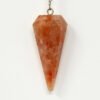Magicun Stone~Sunstone Pendulum 1.75"L with Chain, Faceted (Natural Crystal Stone)