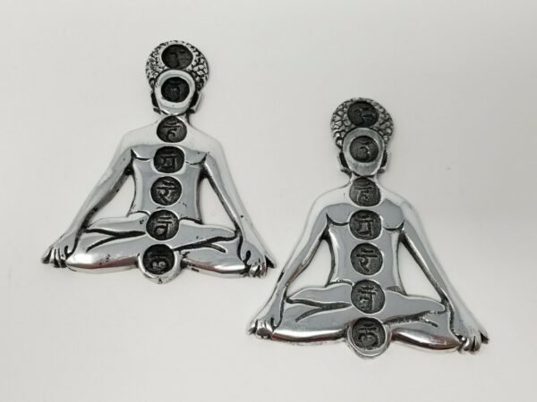 Home Fragrances ~Meditation Seven Chakras Design 5.5" Silver-Tone Metal Cone Incense Burner 2pcs