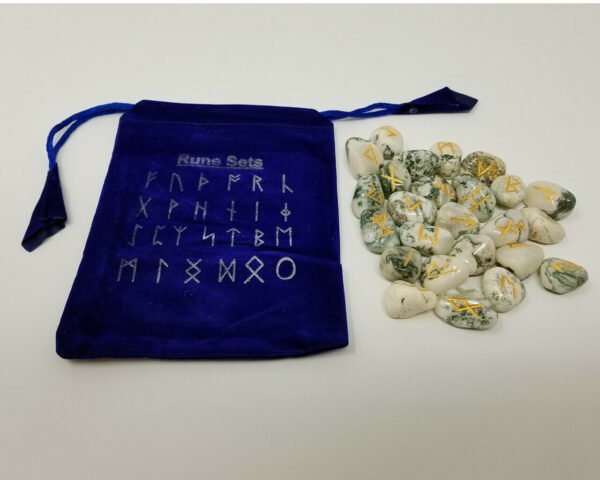 Runes & Stones~Tree Agate Rune Set Healing 25 pieces with Velvet Bag