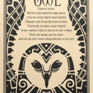 Witchcraft~Owl Prayer Spirit Animal Parchment Page Poster Book Of Shadows Wicca Pagan