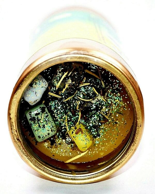 CANDLE COCKTAIL VELADORA HOLY DEATH FORTUNE-MUERTE FORTUNA PAINTED GOLD