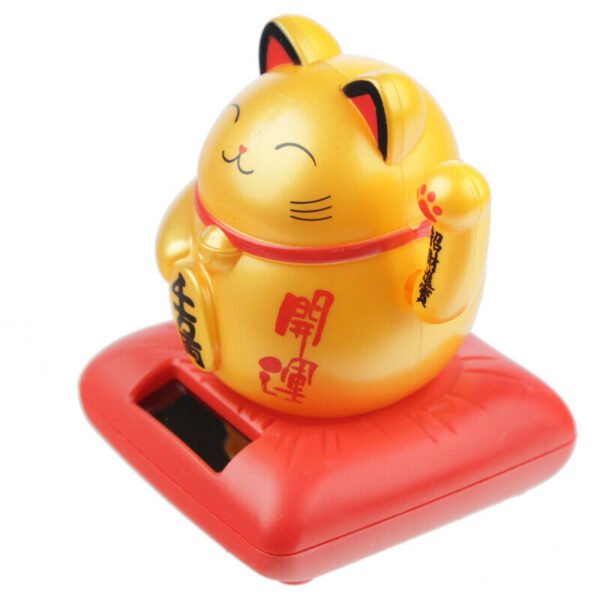 Home Decor~Cute Waving Solar Cat Design Maneki Neko Lucky Design Pal Yellow Cat