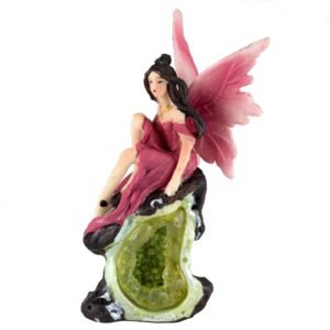 Fairy Collection~Mini Pink Fairy On Faux Geode Rock Figurine 4" High Resin New!