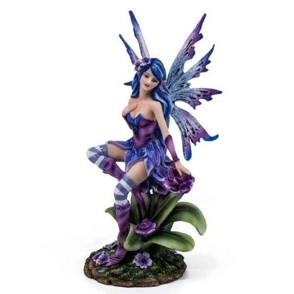 Fairy Collection~Purple Fairy Sitting On Flower Figurine Statue 10"H Resin New!