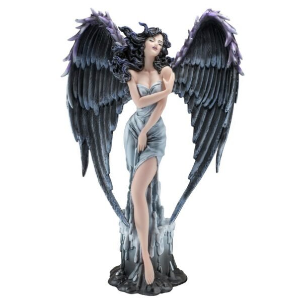 Fairy Collection~Gothic Dark Angel Fairy With Feather Wings Figurine Statue 13" High Resin New