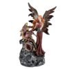 Fairy Collection~Red Fairy Figurine With Dragon On LED Faux Geode 8.5" High Resin Statue New
