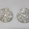 Wicca & Paganism~Woodland Pentagram Altar Tile Silver Plated over Solid Brass 3" Round 2 Pc