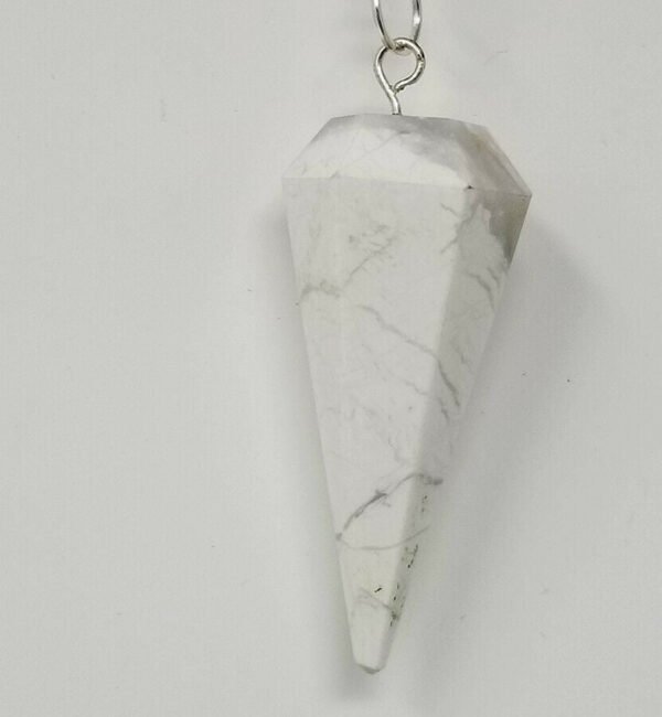 Magicun Stone~Howlite Pendulum with Chain, Faceted (Natural Crystal Stone)
