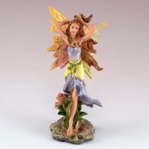 Fairy Collection~Small Purple Fairy Holding Hair Up Figurine w/Glittery Wings 4.25" H Resin New