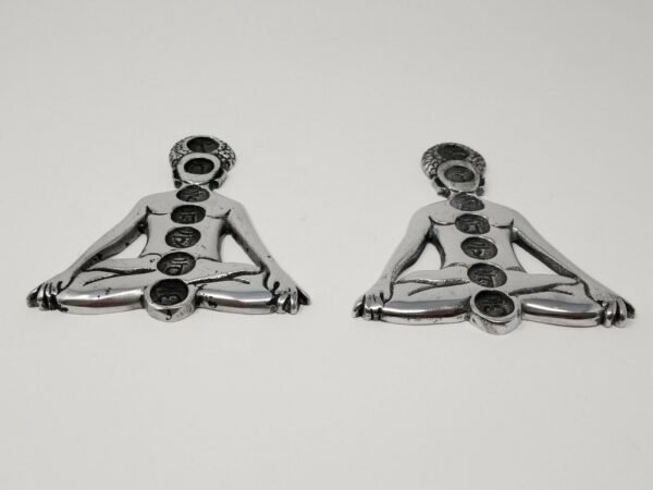 Home Fragrances ~Meditation Seven Chakras Design 5.5" Silver-Tone Metal Cone Incense Burner 2pcs