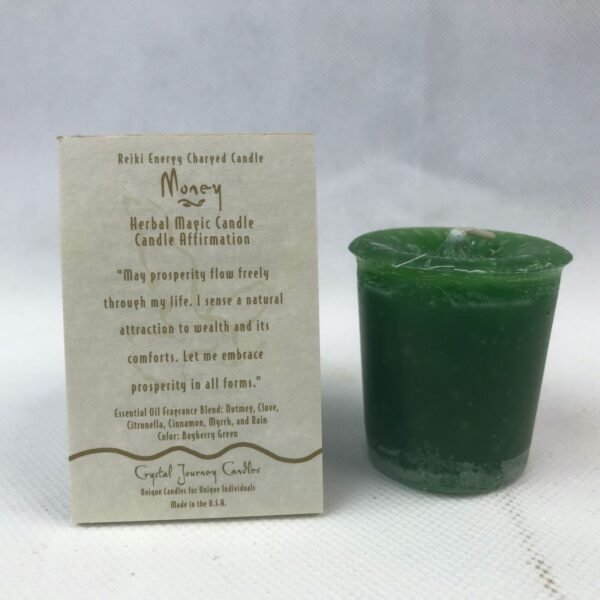 Magic Candle~Money Crystal Journey Reiki Charged Herbal Votive Candle One Candle