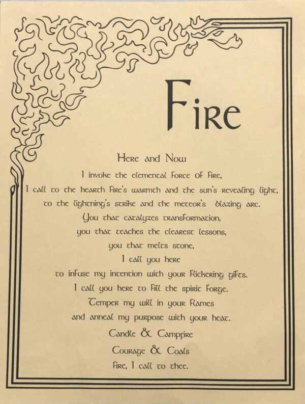 Witchcraft~Fire Invocation Parchment Page Poster Book Of Shadows Wicca Pagan
