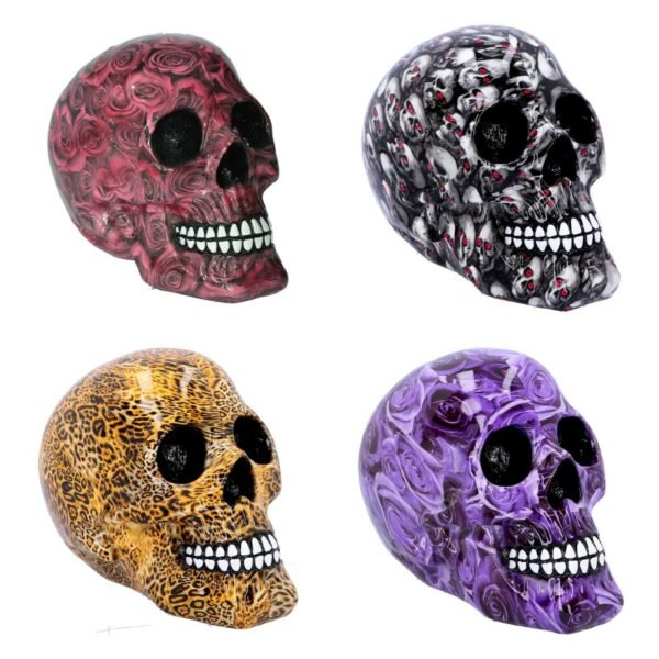 Magicun Giftware~Nemesis Gothic Romantik Rose Leopard Bloodshot Ösen Druck Totenkopf Figur Deko