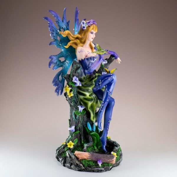 Fairy Collection~Blue Fairy By Pond With Hummingbird Figurine Statue 11.25" High New In Box!