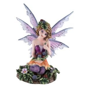 Fairy Collection~Purple & Orange Fairy With Berries Figurine 5.5" High Detailed Resin New In Box!