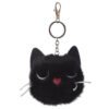 Home Decor~Fun Collectable Pom Pom Keyring Black Cat Bag Charm Keychain Split Ring Gift