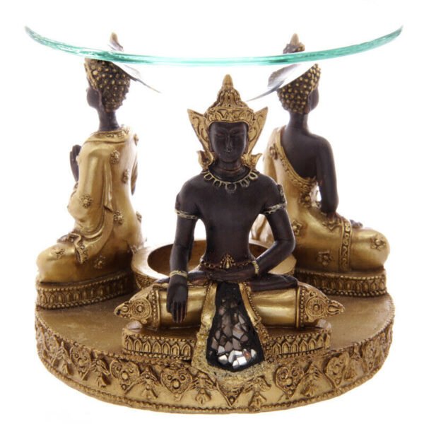 Home Fragrance~Decorative Gold and Brown Thai Buddha Oil Burner with Dish