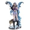 Fairy Collection~Fairy With Wolf Figurine Statue Holding Poleaxe 11.25" High Resin New In Box