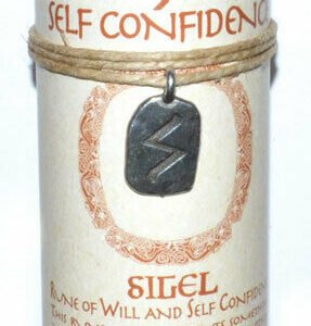 Magic Candle~Self-Confidence 6-1/2" Norse Viking Runes Pillar Candle w Sigel Engraved Pendant