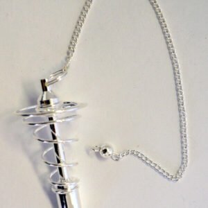 Magicun Stone~Spiral Silver Finish Pendulum 2.5"L with Chain