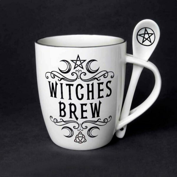 Witchcraft~Witches Brew Mug & Spoon Set Fine Bone China Coffee Cup Micro & Dishwasher Safe
