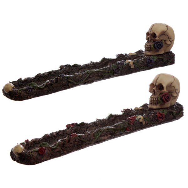 Home Fragrance~Fantasy Skulls and Roses Incense Burner Ashcatcher Resin Ornament