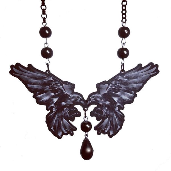 Curiology - RAVEN BUTTERFLY - Black Bead Necklace
