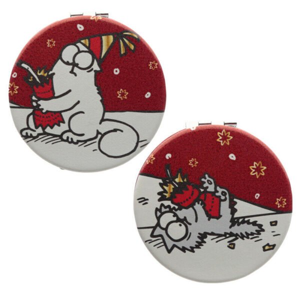 Collectable Design~1 x Simon's Cat Christmas Leatherette Compact Mirror Different image each side