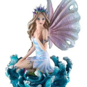 Fairy Collection~Blue Water Fairy On Waves Figurine Statue 9.5" High Resin New In Box!