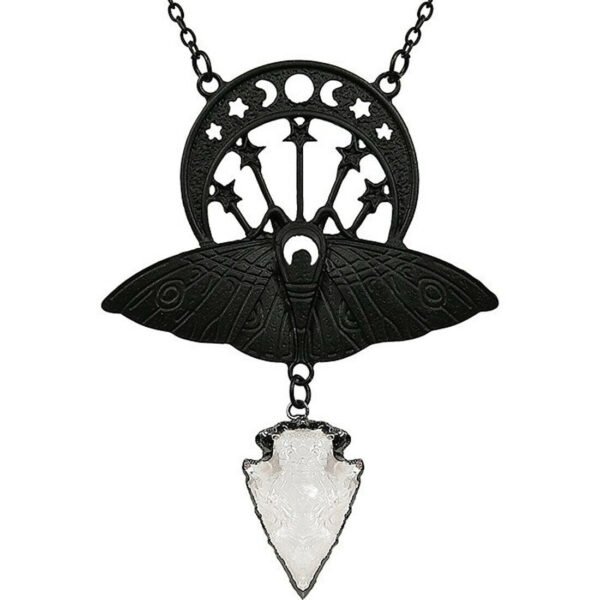 CRYSTAL MOON MOTH - Black Necklace and Pendant