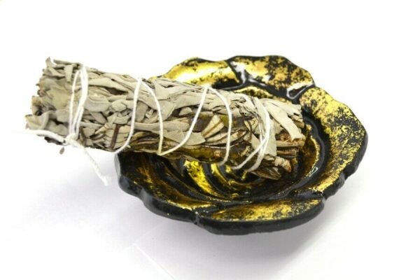 Home Fragrances ~Golden Rose Bowl 4" Diameter w/Coaster: Smudging, Cone Incense or Decor.