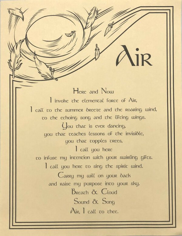 Witchcraft~Air Invocation Parchment Page Poster Book Of Shadows Wicca Pagan