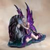 Fairy Collection~Purple Fairy With Gray Unicorn Fantasy Figurine Statue 15" Long Resin New