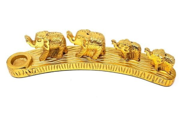 Home Fragrances ~NEW 4 Elephant in a row Metal cone incense stick Burner 9" Long
