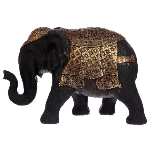 Home Decor~Decorative Thai Brushed Black and Gold Medium Elephant