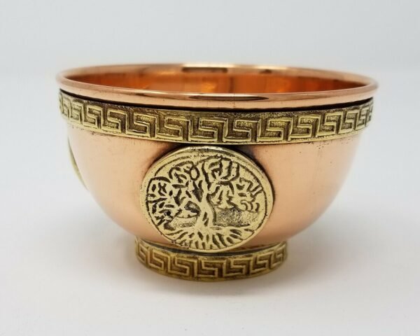 Wicca & Paganism~Tree of Life Copper Offering Bowl: Incense Resin Smudge Burner Holder Cauldron