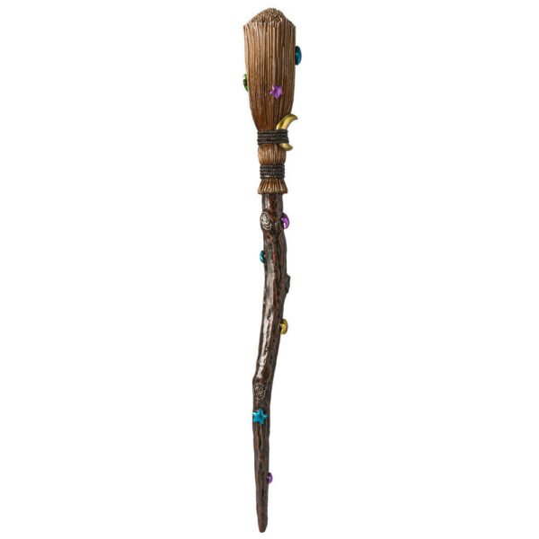 Witchcraft~Witch Broom 14" Resin Magic Wand Hand Paint Witch Wizard Sorcery Sceptre