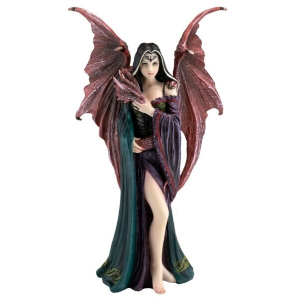 Fairy Collection~Lady Maiden Fairy With Dragon Figurine Statue 8.75" High Detailed Polystone New!