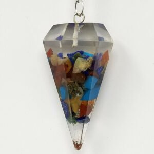 s-l1600_f52c84dc-6cf7-4d54-bb3f-e4646d95fa14 Magicun Stone~Seven Chakra Orgone Pendulum with Chain, Faceted (Natural Crystal Stone)