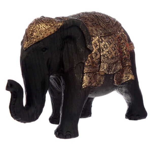 Home Decor~Decorative Thai Brushed Black and Gold Medium Elephant
