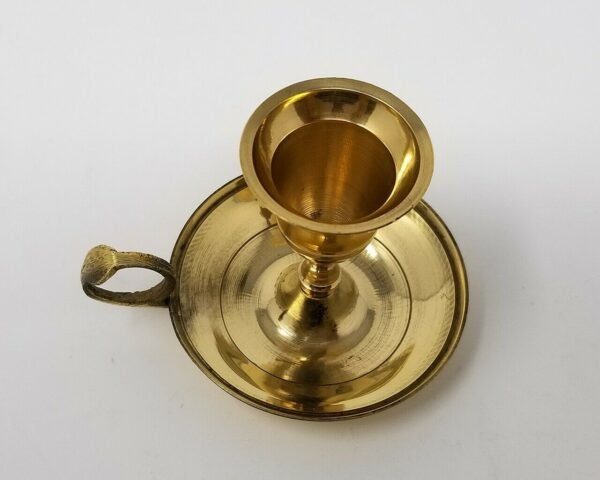 WICCA & PAGANISM~Brass Candle Holder with Finger Ring for Taper Candles (Chamberstick Wicca)