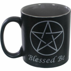 Witchcraft~Blessed Be Black Ceramic Coffee Tea Mug Cup Wicca Pagan Dishwasher & Micro Safe