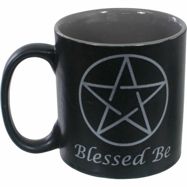 Witchcraft~Blessed Be Black Ceramic Coffee Tea Mug Cup Wicca Pagan Dishwasher & Micro Safe