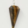 Magicun Stone~Tiger Eye Pendulum with Chain, Faceted (Natural Crystal Stone)