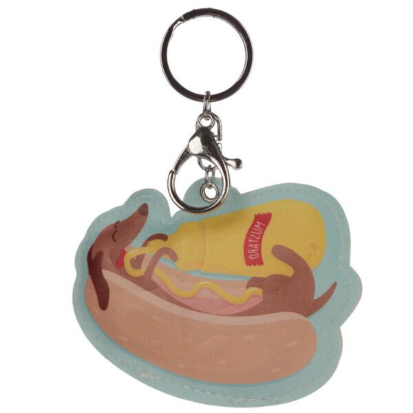 Collectable design~Fun Leatherette Hot Dog Keyring