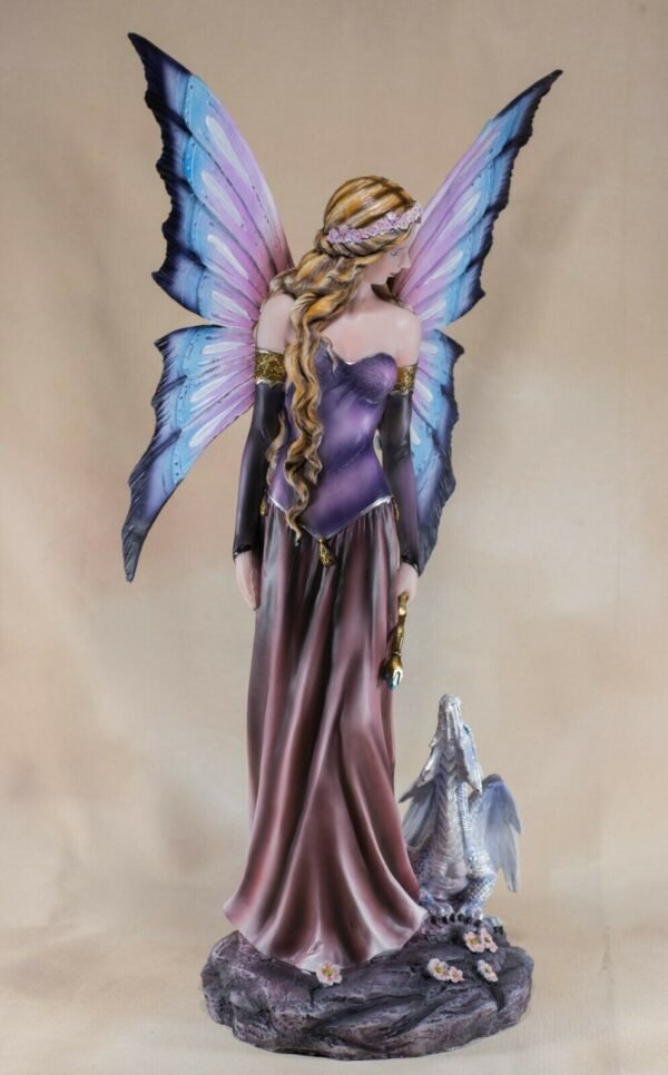 Fairy Collection~Large Scale Purple Fairy With White Dragon Figurine Statue 20" High Resin New!
